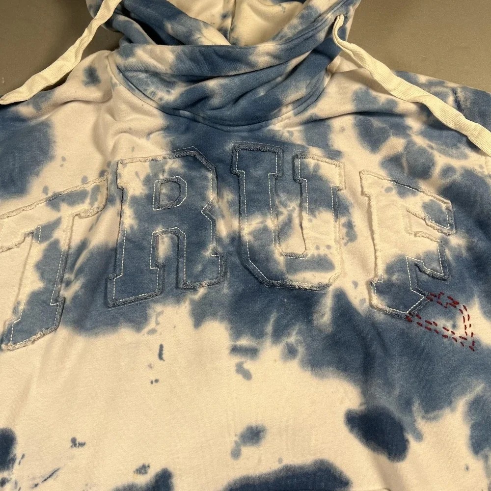 True Religion Sweatshirt Mens‎ Large Blue Tie-Dye Hoodie TRUE 43 Embroidered